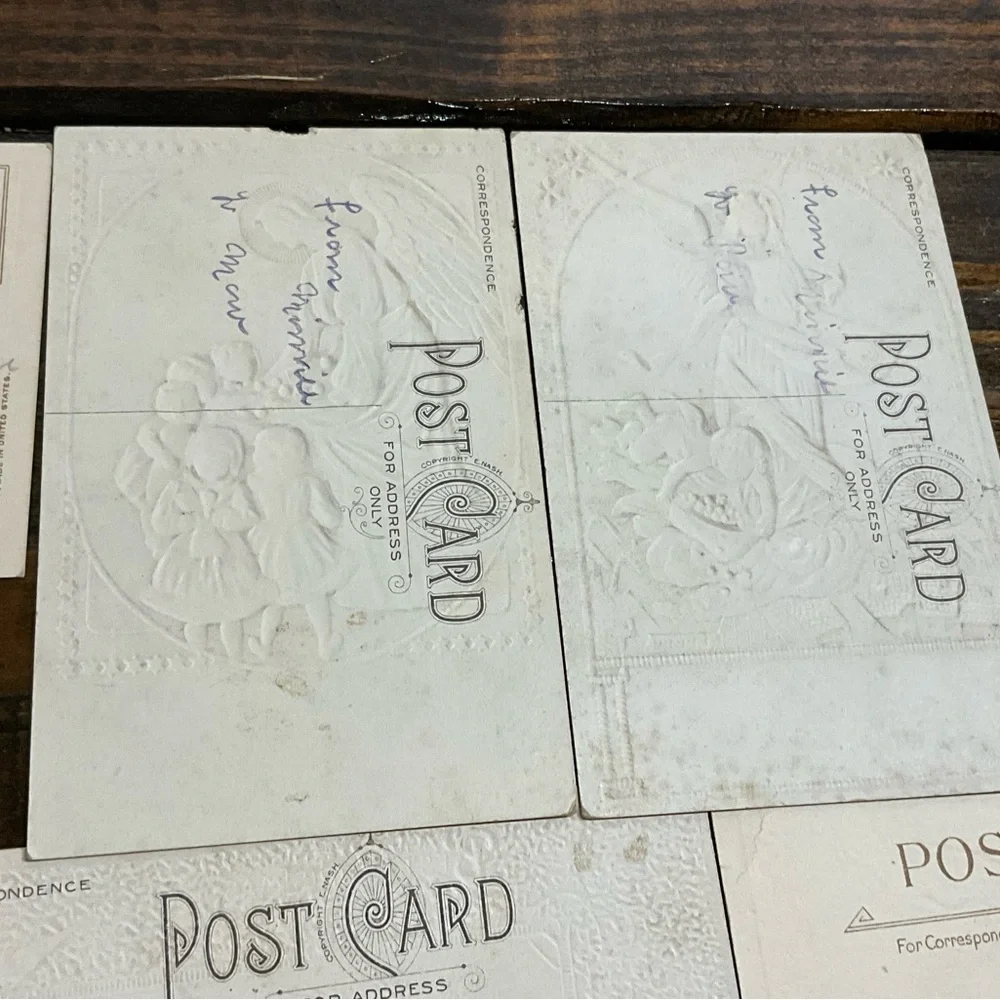 Antique Lot of 9 Christmas Best Wishes Postcards Flowers Angels